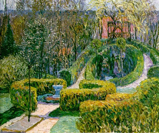 Garden in Spring, vintage artwork by Johann Heinrich Vogeler, 12x8" (A4) Poster