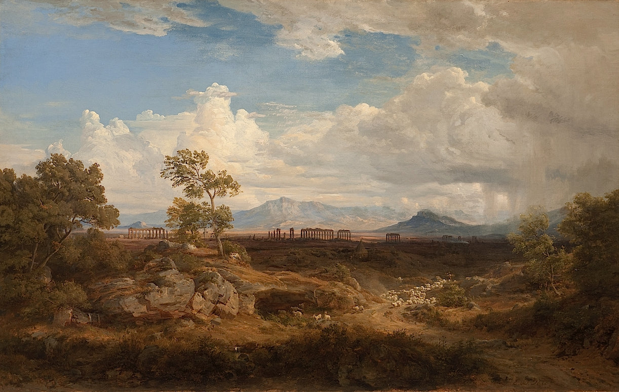 Roman Campagna with an Aqueduct, vintage artwork by Eduard Wilhelm Pose, A3 (16x12") Poster Print