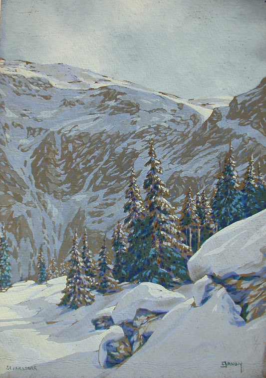 Schneeberg, vintage artwork by Georg Janny, 12x8" (A4) Poster