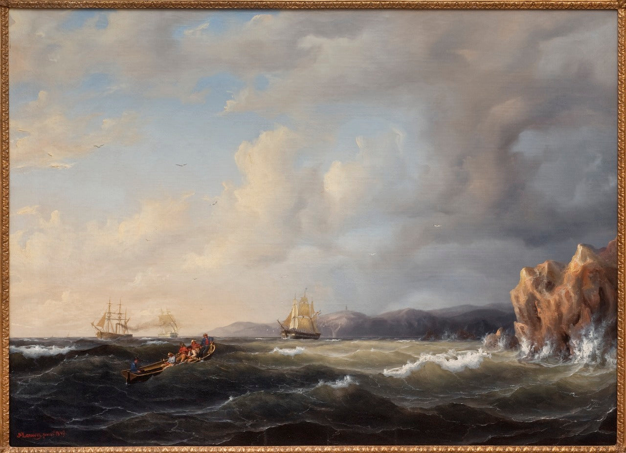 Bark Beating to Windward at Kullaberg, vintage artwork by Marcus Larson, 12x8" (A4) Poster
