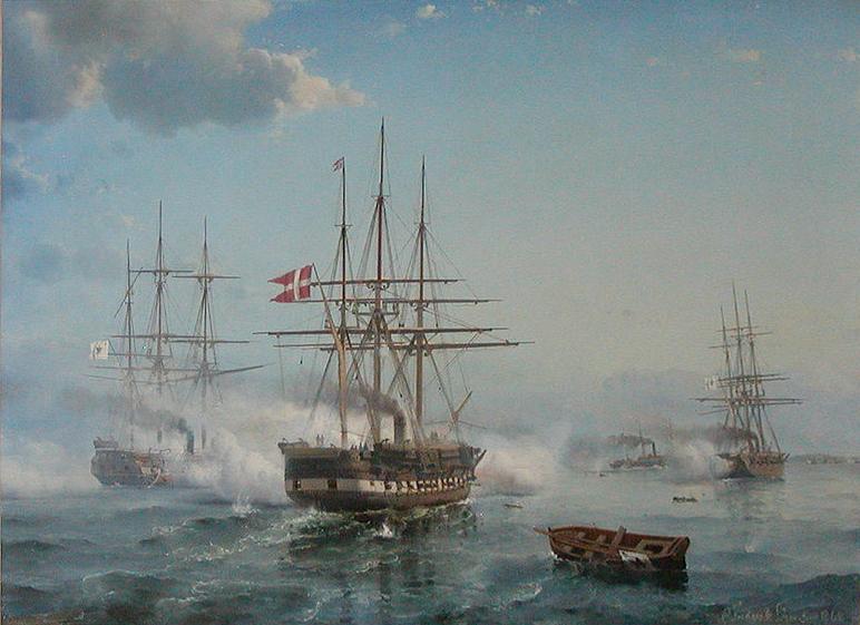 The Sea Battle off off Svinemünde, vintage artwork by Carl Frederik Sorensen, A3 (16x12") Poster Print
