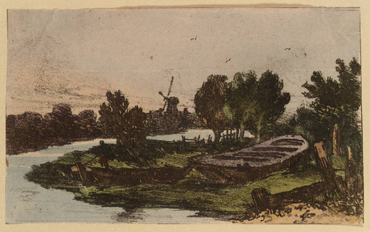 Untitled, from Studies of Landscapes, vintage artwork by François Louis Thomas Francia, 12x8" (A4) Poster