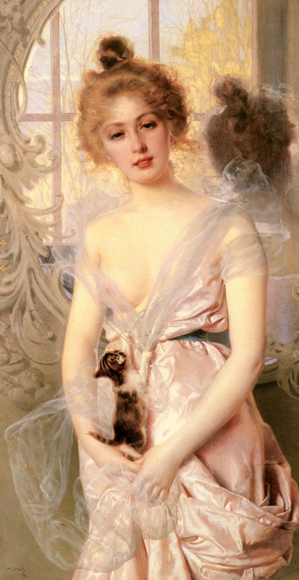 The New Kitten by Vittorio Matteo Corcos,A3(16x12