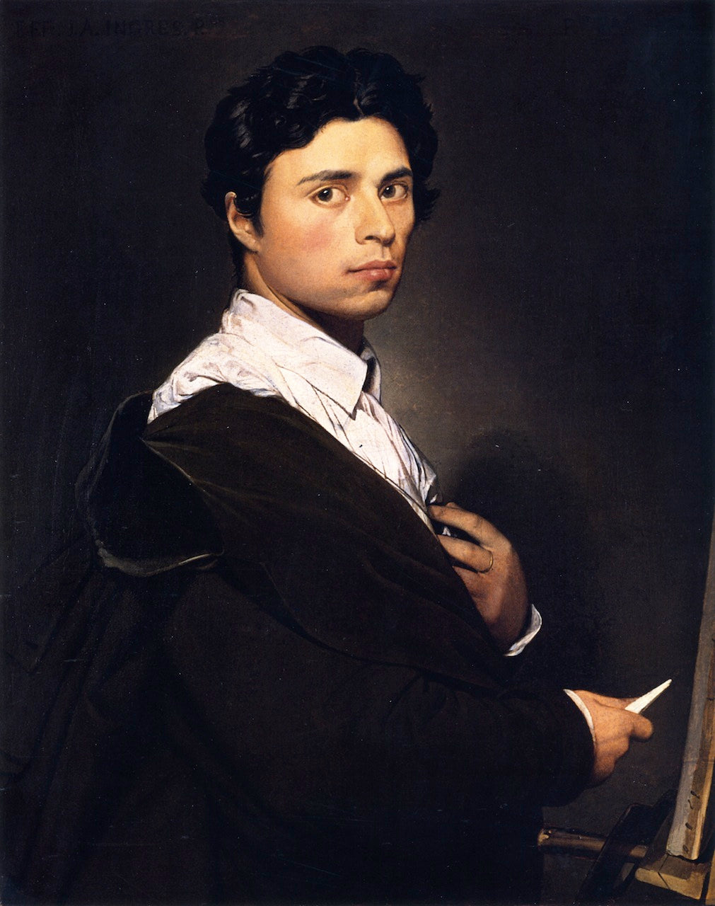 Self Portrait at the Easel at the Age of Twenty-four, vintage artwork by Jean-Auguste-Dominique Ingres, 12x8" (A4) Poster