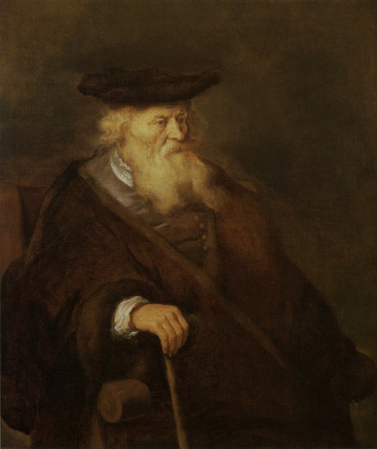 Old Man with a Stick, vintage artwork by Salomon Koninck, 12x8" (A4) Poster