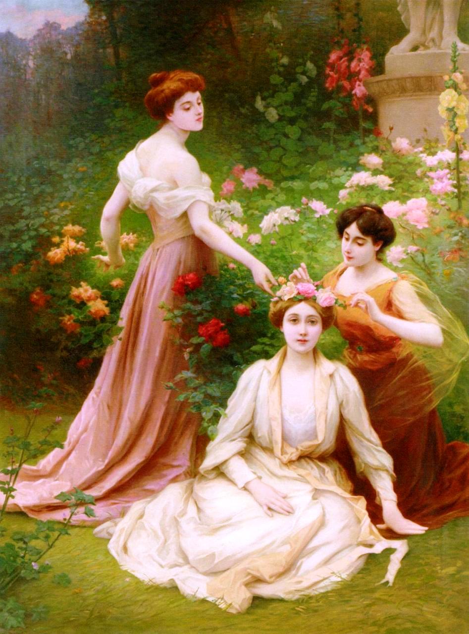 The Crown of Roses, vintage artwork by Jules Scalbert, 12x8" (A4) Poster