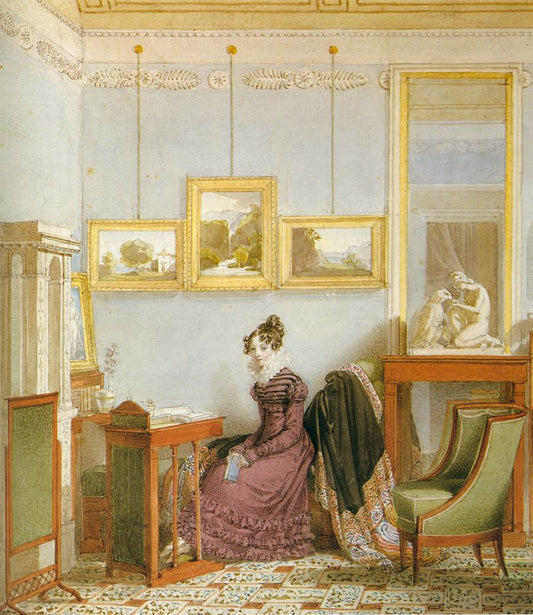 Woman at her Writing Desk, vintage artwork by Johann Nepomuk Ender, A3 (16x12") Poster Print
