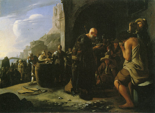 The Seven Acts of Mercy:  Refreshing the Thirsty, vintage artwork by Michiel Sweerts, 12x8" (A4) Poster