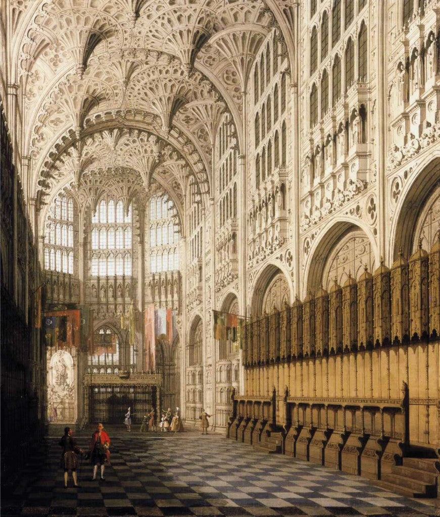 The Interior of Henry VII's Chapel in Westminster Abbey, vintage artwork by Canaletto, 12x8" (A4) Poster