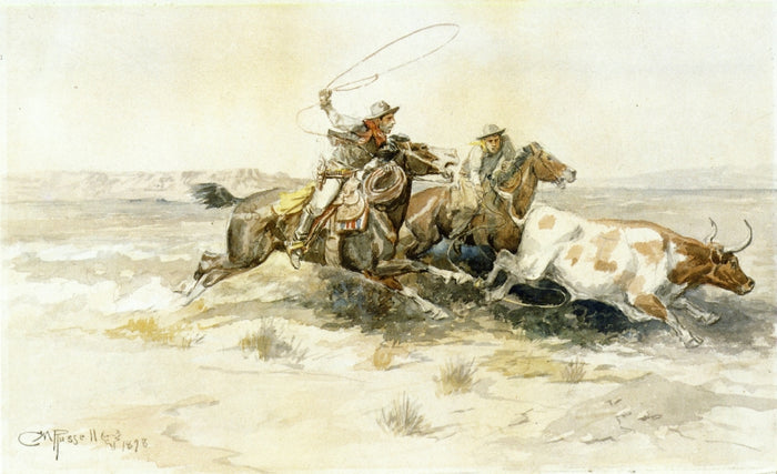 Bronk in a Cow Camp by Charles Marion Russell,A3(16x12