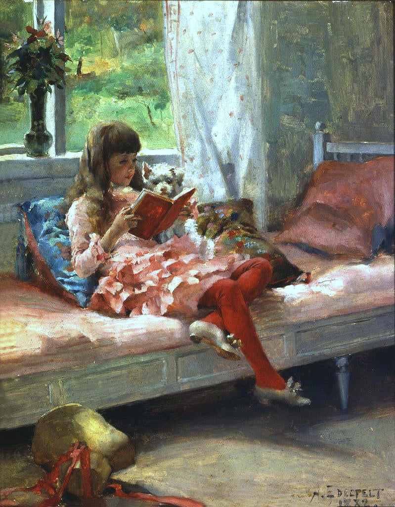 Artist's Sister Bertha, vintage artwork by Albert Edelfelt, 12x8" (A4) Poster