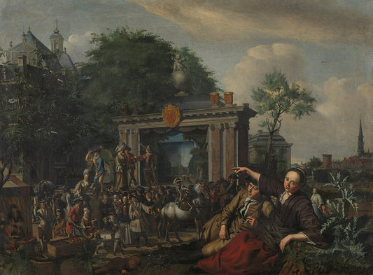 Theatrical Performance in the Open Air, vintage artwork by Matthijs Naiveu, 12x8" (A4) Poster