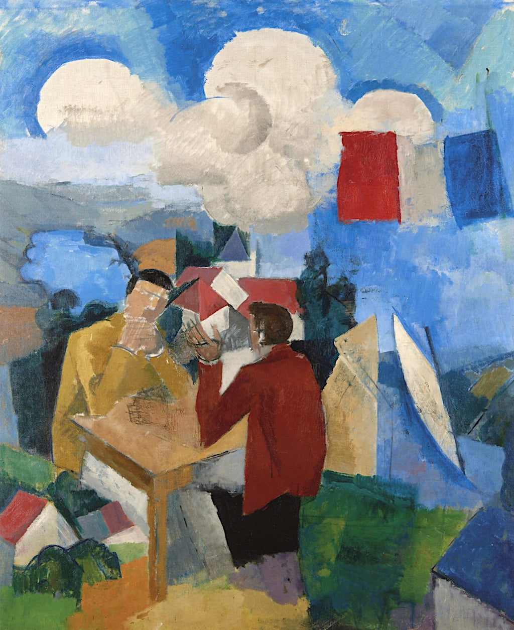 The Conquest of the Air, with Two Figures, vintage artwork by Roger de la Fresnaye, 12x8" (A4) Poster