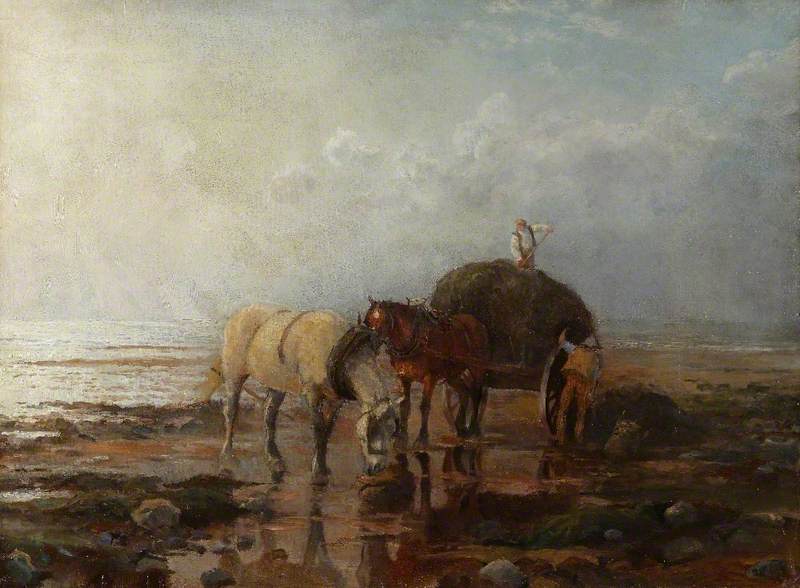 Hauling Seaweed, Swansea by Brian Hatton,16x12(A3) Poster