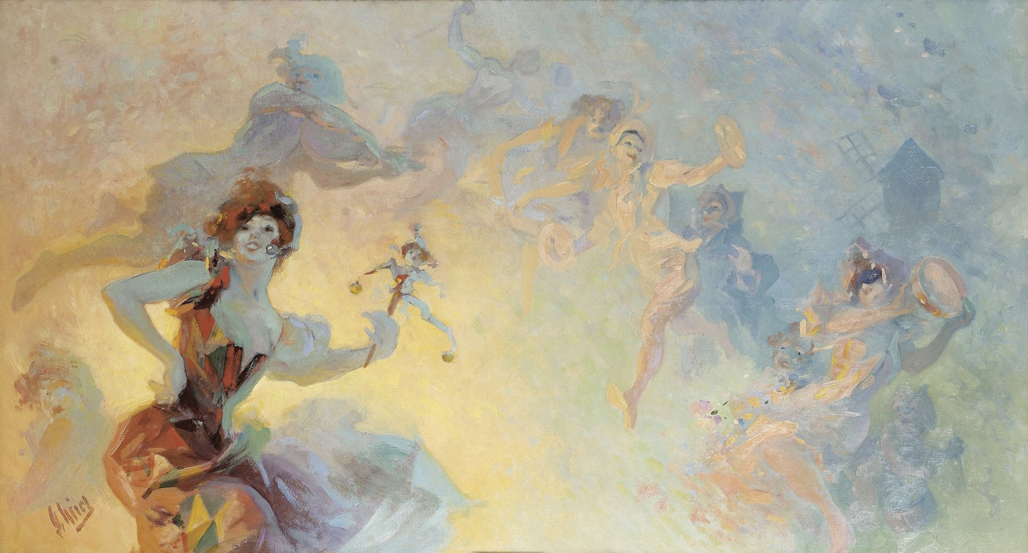 La Farandole, vintage artwork by Jules Cheret, 12x8" (A4) Poster