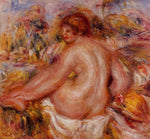 After Bathing, Seated Female Nude, vintage artwork by Pierre Auguste Renoir, 12x8" (A4) Poster