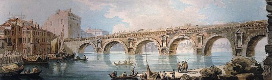 The bridge in Rimini (after Piranesi), vintage artwork by Thomas Girtin, 12x8" (A4) Poster