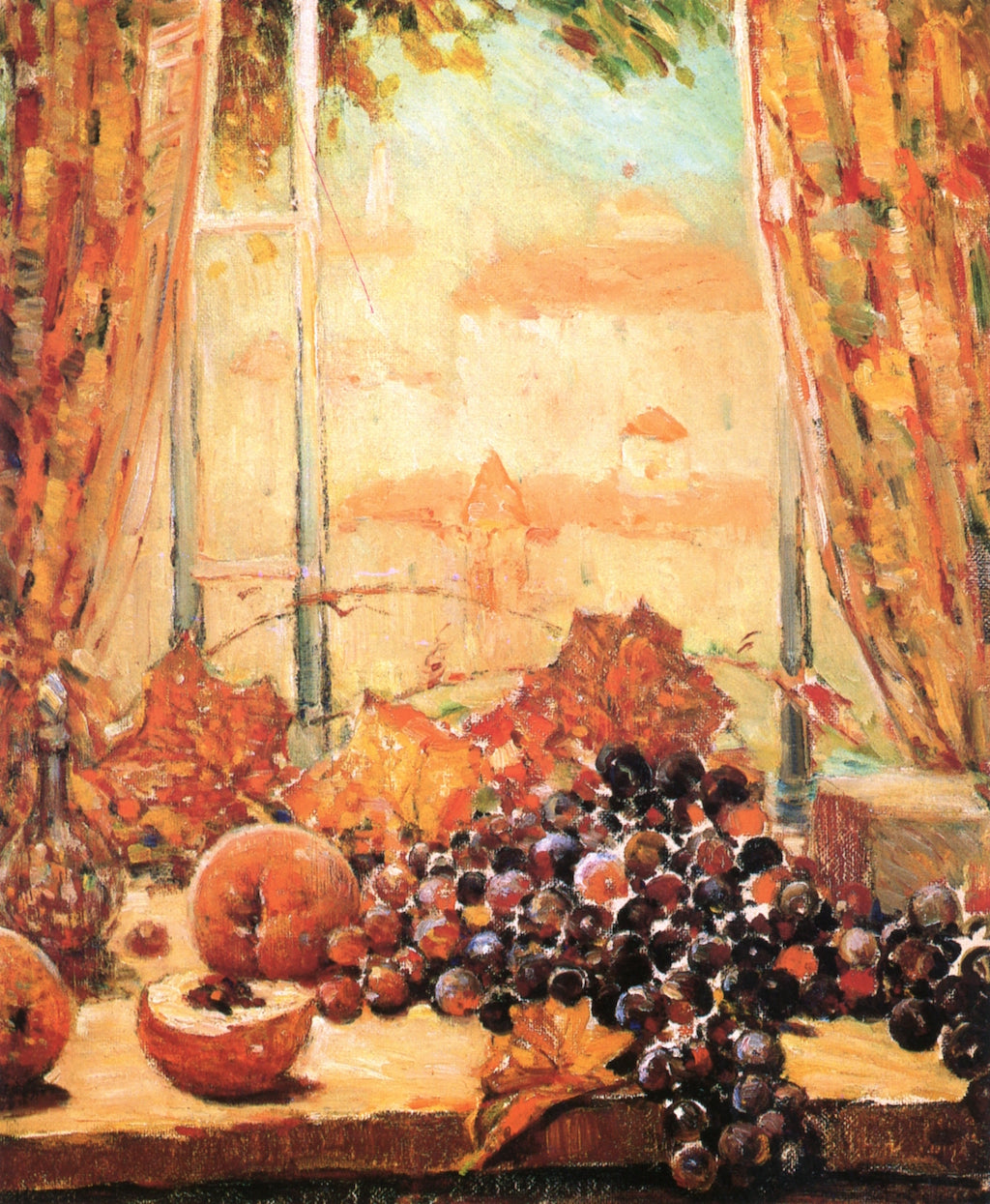 Still Life at Open Window, vintage artwork by Frank Coburn, 12x8" (A4) Poster