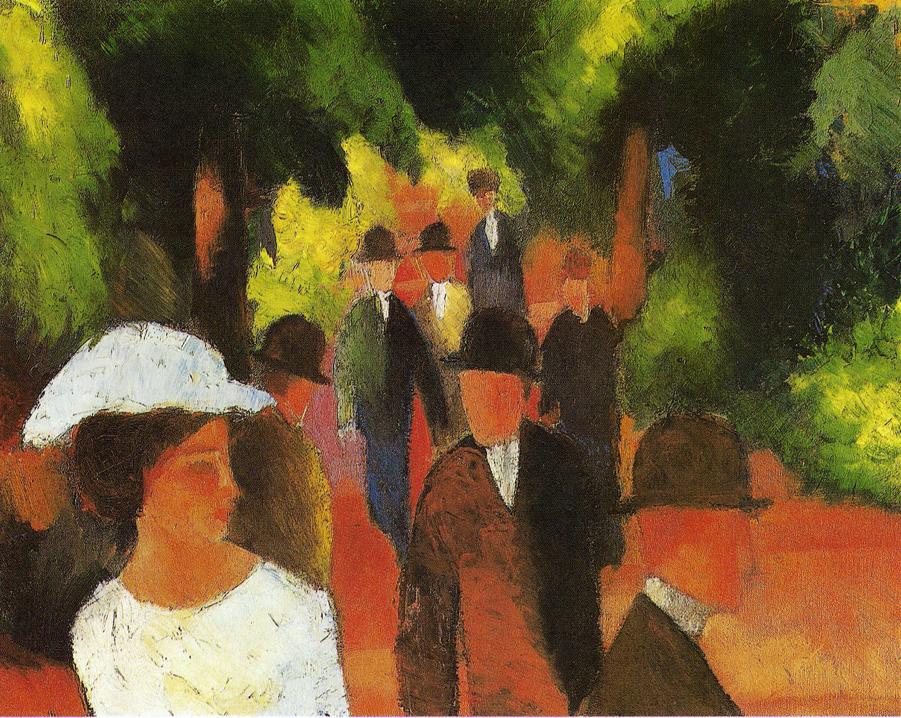 Promenade (with Half Length of Girl in White), vintage artwork by August Macke, 12x8" (A4) Poster