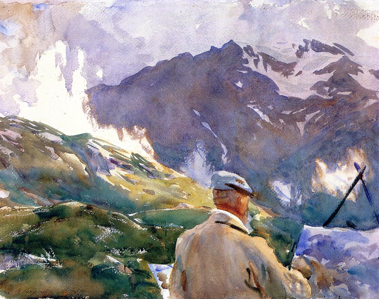 Artist in the Simplon, vintage artwork by John Singer Sargent, 12x8" (A4) Poster