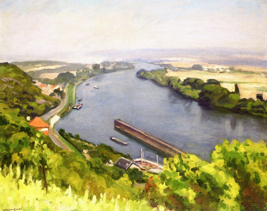 The End of the Dam, Mericourt, vintage artwork by Albert Marquet, 12x8" (A4) Poster