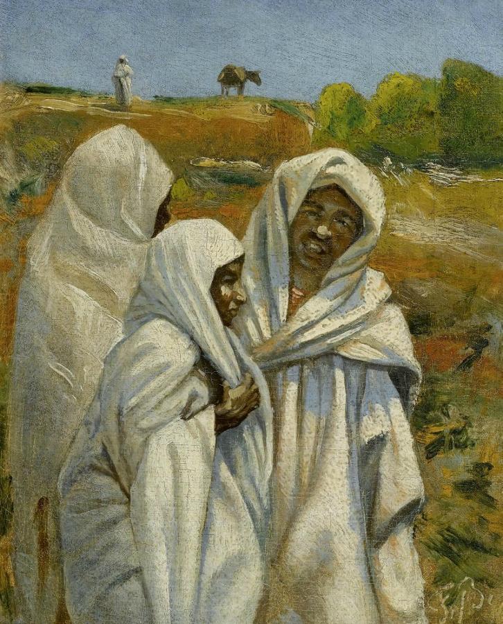 Three Young Bedouins (Drei junge Beduinen), vintage artwork by Frank Buchser, 12x8" (A4) Poster