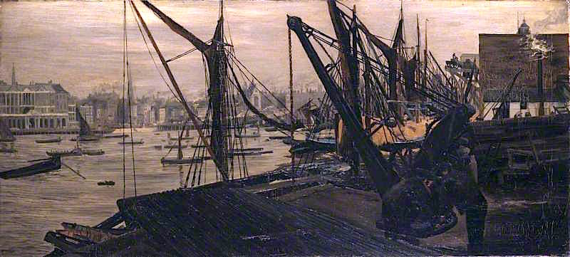 The Thames from a Wharf at Waterloo Bridge, vintage artwork by Edwin Edwards, 12x8" (A4) Poster