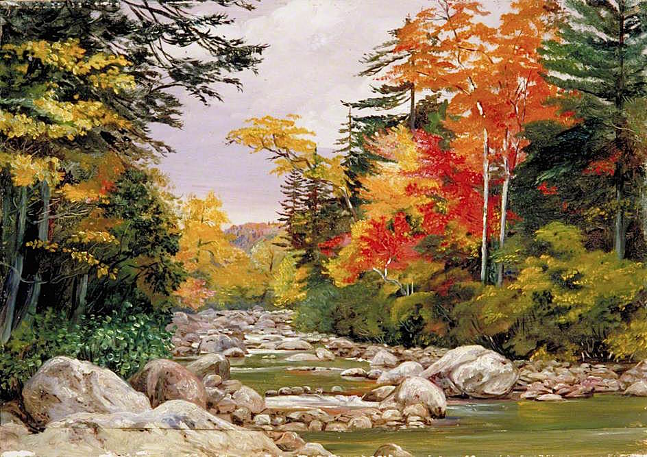 Autumn Tints in the White Mountains, New Hampshire, United States, vintage artwork by Marianne North, 12x8" (A4) Poster