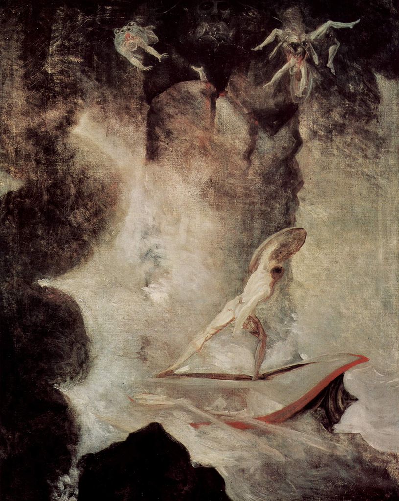 Odysseus in front of Scylla and Charybdis, vintage artwork by Johann Heinrich Füseli, 12x8" (A4) Poster