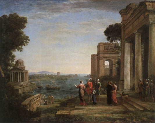 Aeneas's Farewell to Dido in Carthago, vintage artwork by Claude Lorrain, 12x8" (A4) Poster