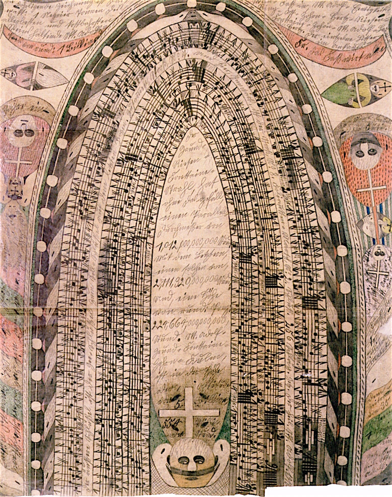 The Ground, Giant-Fountain-Sream, vintage artwork by Adolf Wölfli, 12x8" (A4) Poster