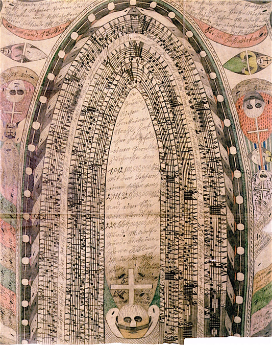 The Ground, Giant-Fountain-Sream, vintage artwork by Adolf Wölfli, 12x8" (A4) Poster