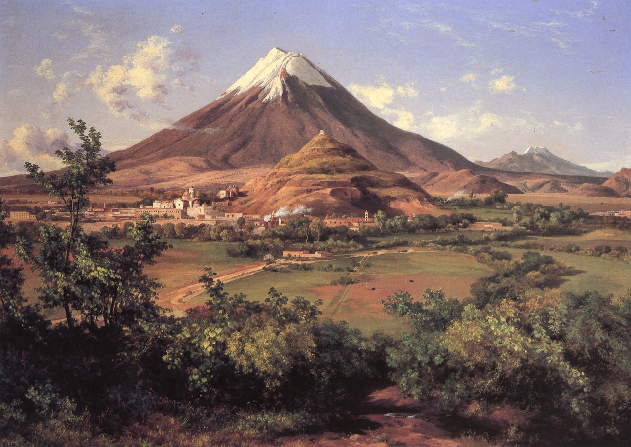 Popocatepetl e Iztaccihuatl, vintage artwork by Jose María Velasco, 12x8" (A4) Poster