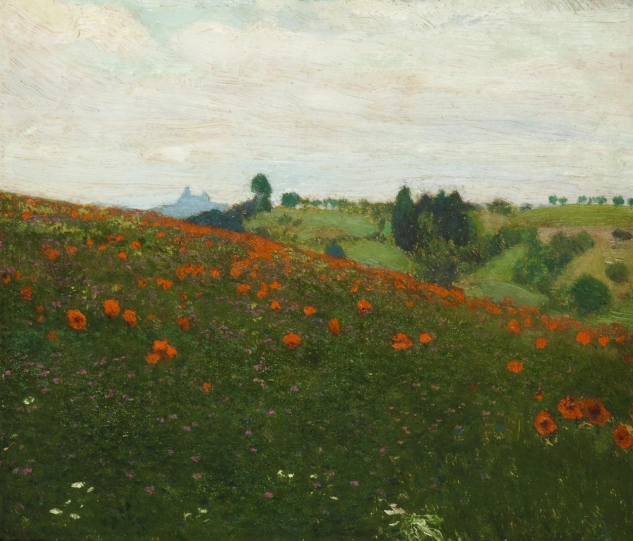 A Landscape below the Ruin of Trosky Castle, vintage artwork by František Kaván, 12x8" (A4) Poster