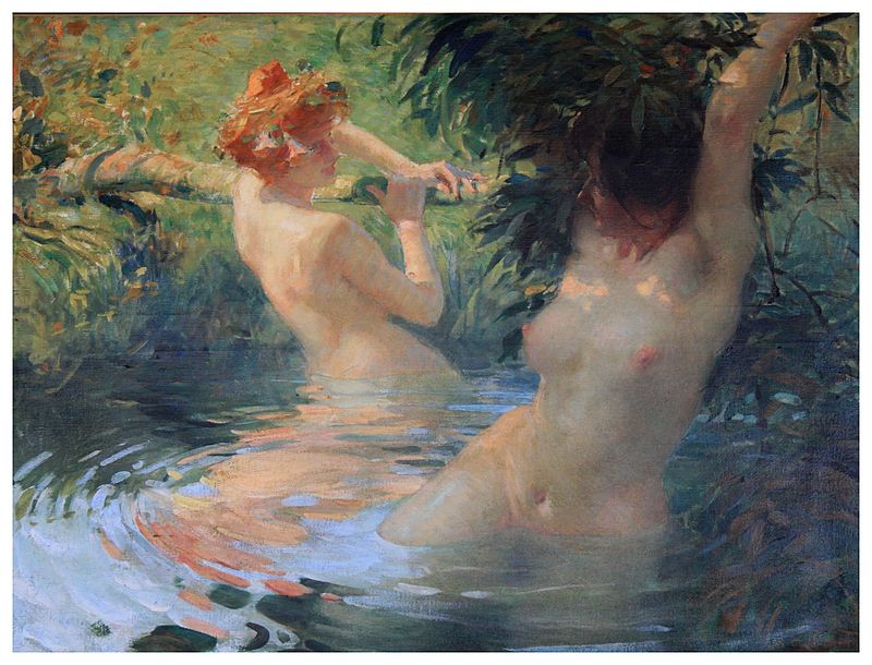 Undines, vintage artwork by Antoine Calbet, 12x8" (A4) Poster