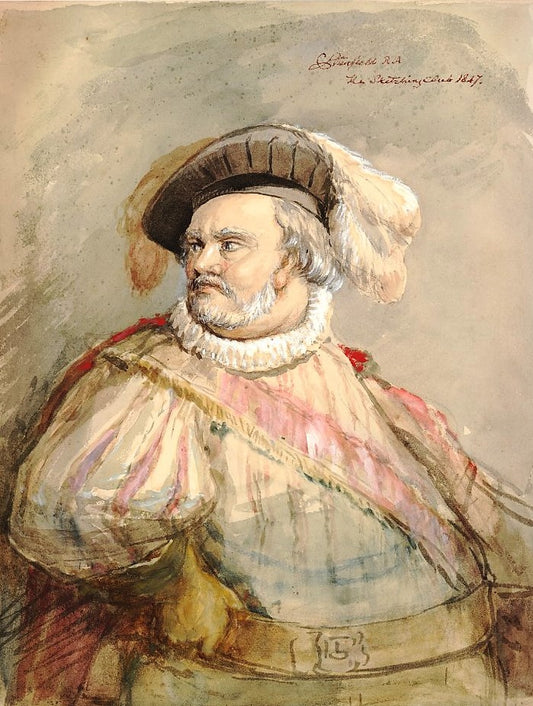 Falstaff, probably a Portrait of Samuel Phelps, Actor, vintage artwork by Clarkson Frederick Stanfield, A3 (16x12") Poster Print
