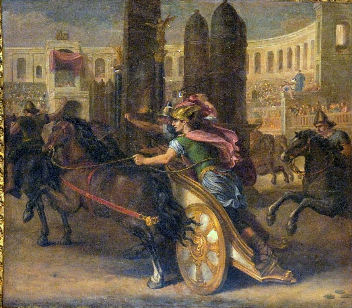 Salon of Venus - Augustus Directing the Circus Games, vintage artwork by Rene-Antoine Houasse, 12x8" (A4) Poster