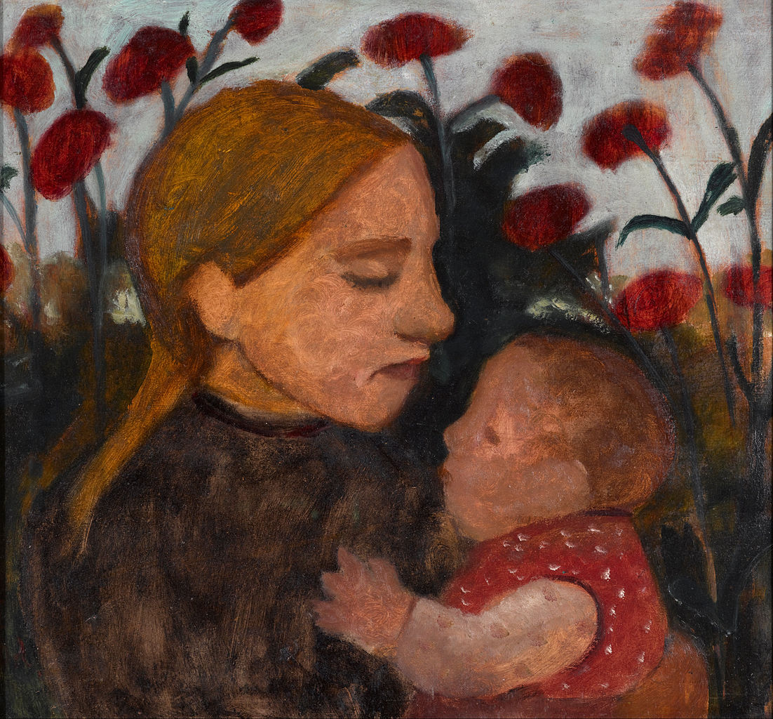 Girl with child, vintage artwork by Paula Modersohn-Becker, 12x8" (A4) Poster