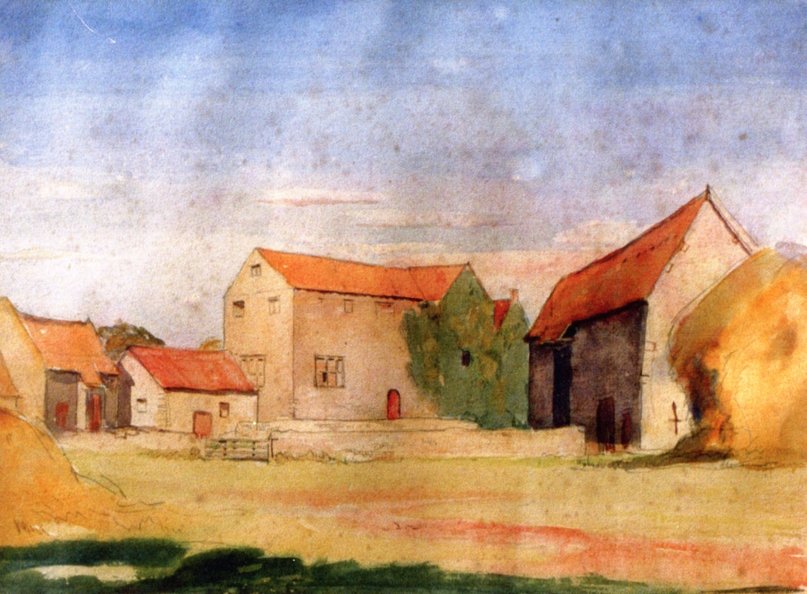 Farm Yard Scene, vintage artwork by James Dickson Innes, 12x8" (A4) Poster