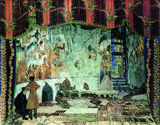 Ruins of a Church, vintage artwork by Alexander Golovin, 12x8" (A4) Poster