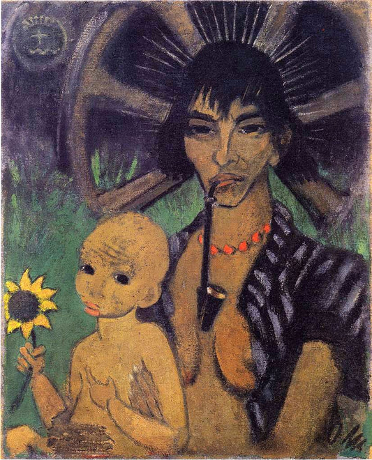 The Gypsy Madonna, vintage artwork by Otto Mueller, 12x8" (A4) Poster
