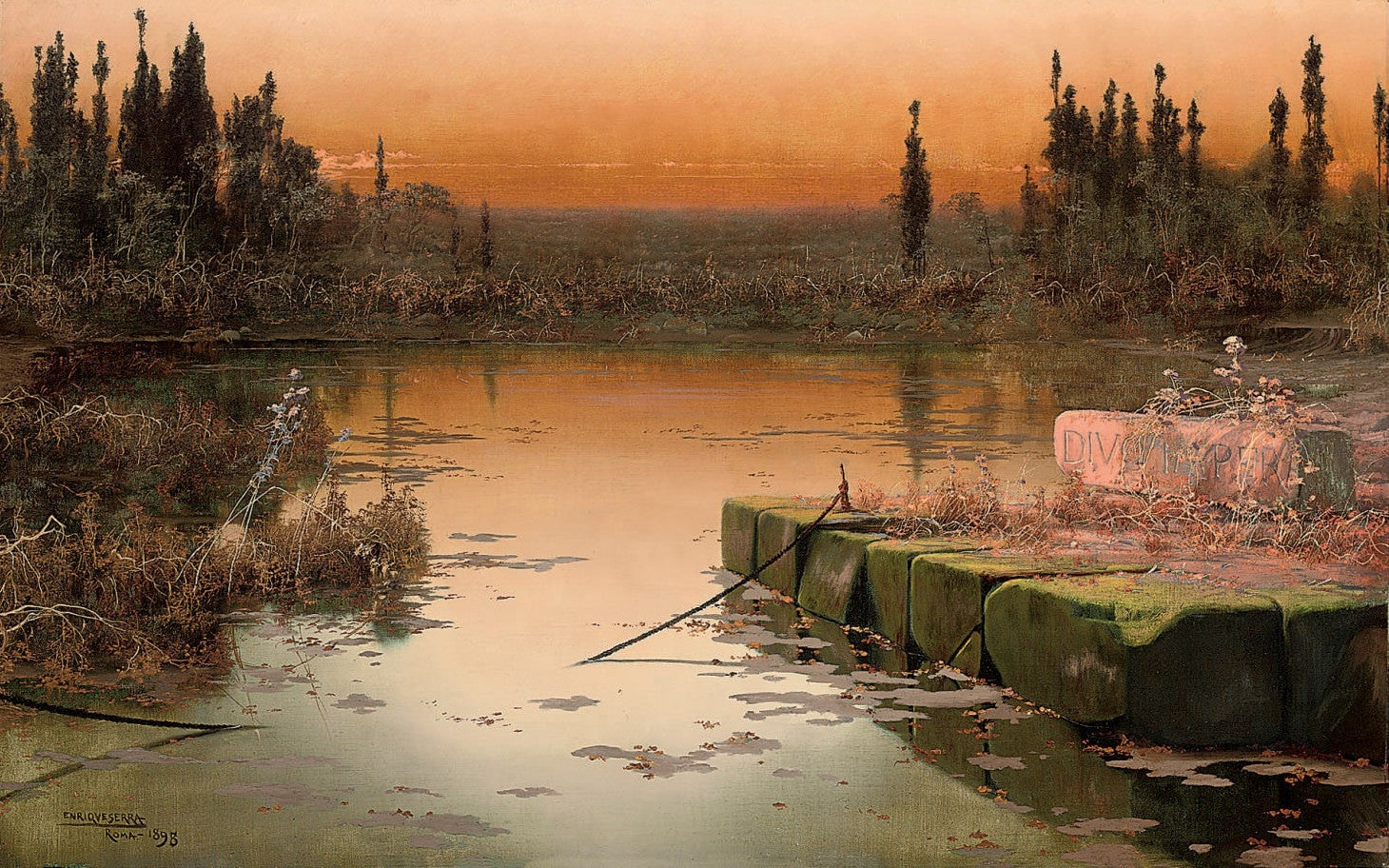 Dawn on the Pontine Marshes by Enrique Serra y Auque,A3(16x12")Poster