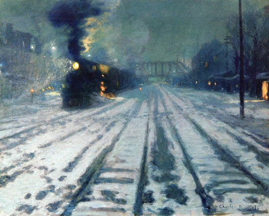 Railway Yard - Winter Evening by Charles Reiffel,A3(16x12")Poster