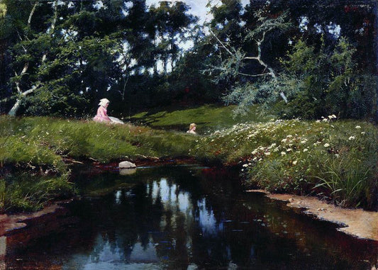 by  the Pond, vintage artwork by Ivan Endogurov, 12x8" (A4) Poster