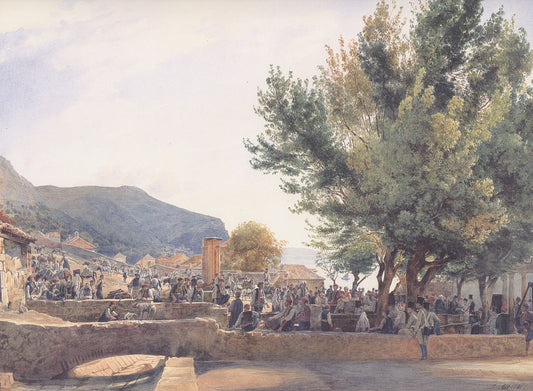 The Bazaar of Ragusa, vintage artwork by Rudolf von Alt, A3 (16x12") Poster Print