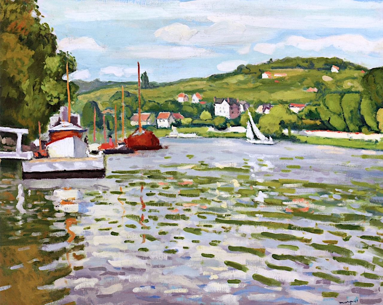 Boats at Triel by Albert Marquet,16x12(A3) Poster