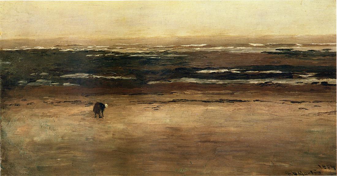 Low Tide, Villerville, vintage artwork by Homer Dodge Martin, 12x8" (A4) Poster