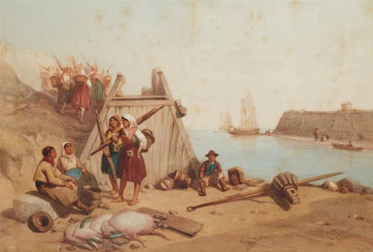 Return of the Fishermen, vintage artwork by Louis Tesson, A3 (16x12") Poster Print