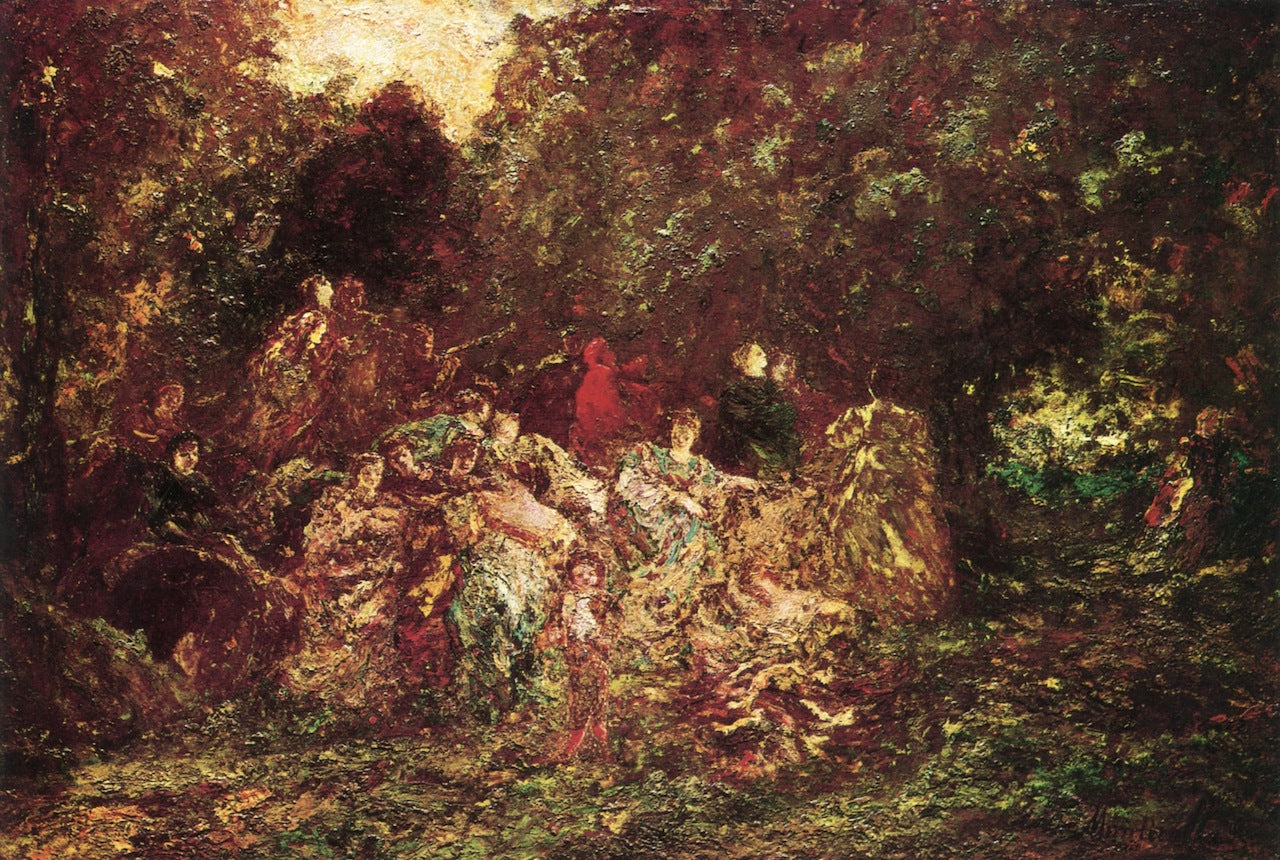 Festive Gathering, vintage artwork by Adolphe-Joseph-Thomas Monticelli, 12x8" (A4) Poster