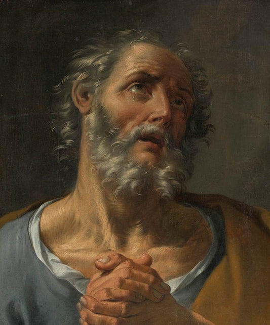 Penitent Saint Peter, vintage artwork by Donato Creti, 12x8" (A4) Poster